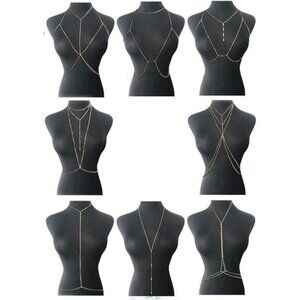 8Pcs Sexy Body Chain Belly Waist Chain Necklace